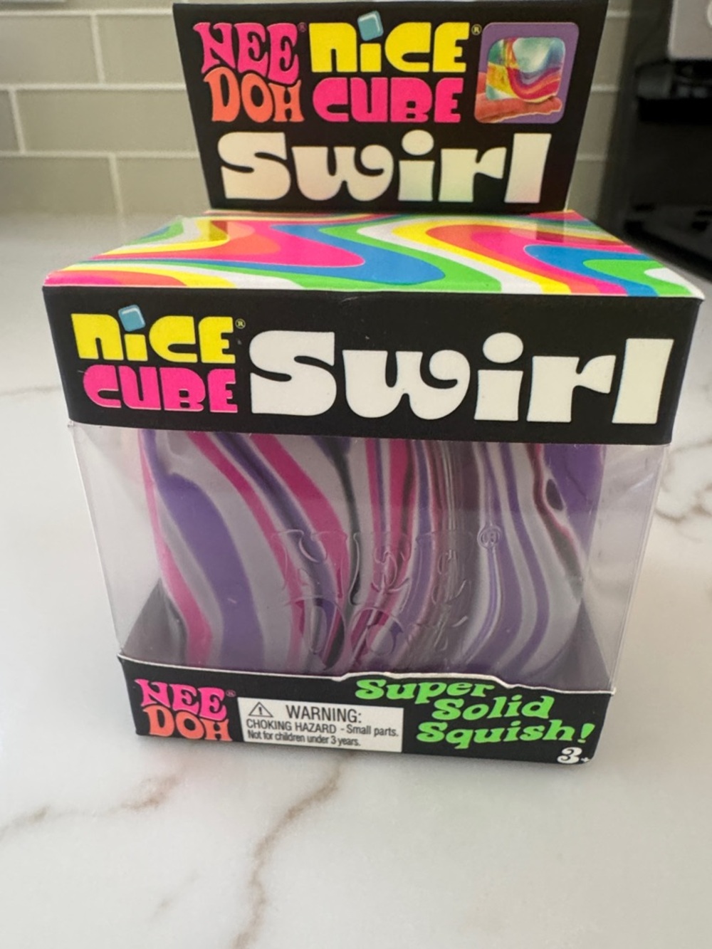 Nice Cube Swirl Stress Toy - Nice Doh Cube in Purple Multicolor